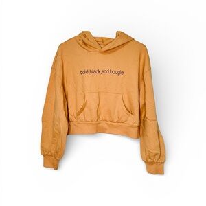 Bold,Black and Bougie Graphic Cropped Hoodie in Camel/Brown Size Large NWT.